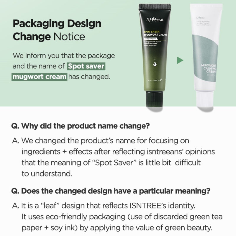 Isntree - Mugwort Calming Cream, productfoto 2