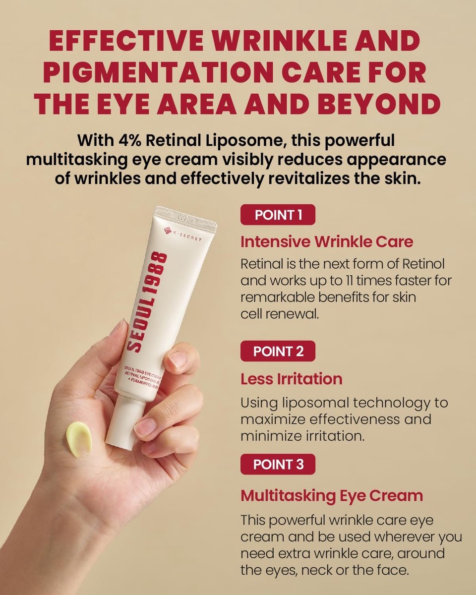 KSECRET - SEOUL 1988 Eye Cream: Retinal Liposome 4% + Fermented Bean, detailfoto 2