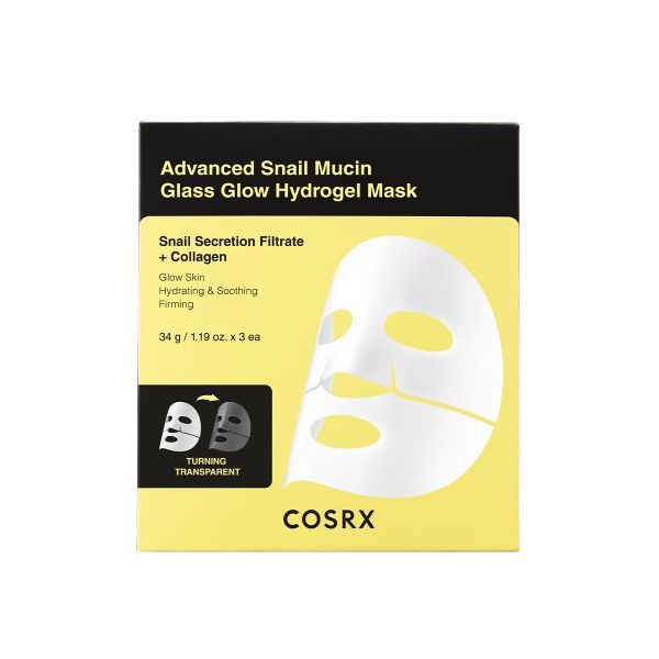 COSRX - Advanced Snail Mucin Glass Glow Hydrogel Mask 3-Pack, productfoto