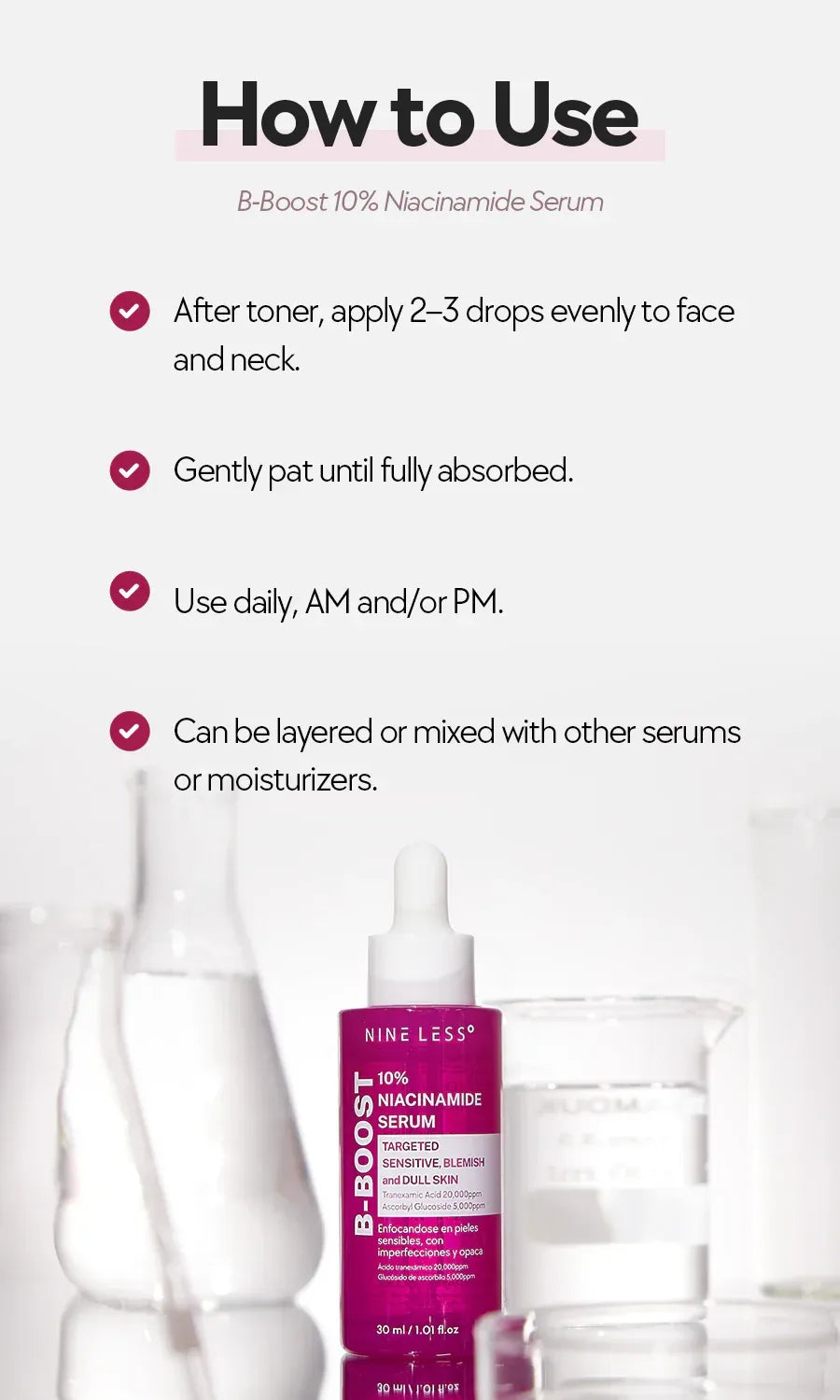 NINE LESS - B-Boost 10% Niacinamide Serum, detailfoto