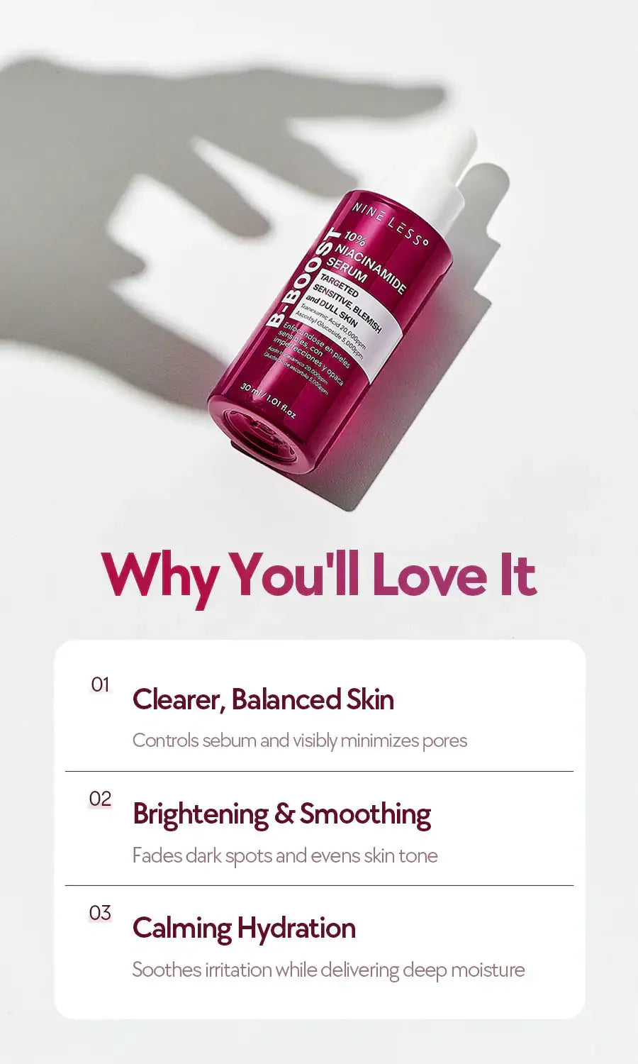 NINE LESS - B-Boost 10% Niacinamide Serum, sfeerfoto